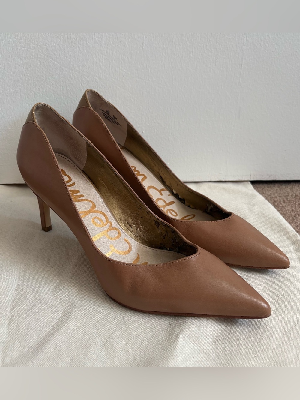 Sam Edelman Beige Leather Slip-On Pointed Toe Stiletto Pumps Women US 9 M - Picture 3 of 8